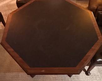 Mid-Century Octagon Game Table Attributed to Henredon or Baker Furniture. Measures 41" D x 27" H with 25.5" Clearance. Photo 2 of 6