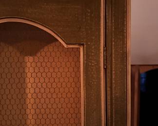 Pair of Mesh Front Bookcases with Adjustable Glass Shelf. Each Measures 37" W x 12" D x 82" H. Photo 3 of 5.