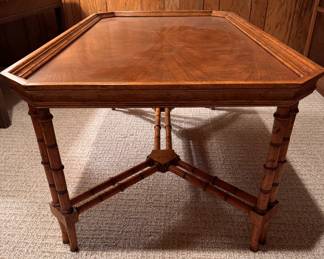Chinese Chippendale-Style Faux Bamboo Frame Coffee Table. Measures 42" x 24" x 18" H. Photo 3 of 6.