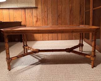 Chinese Chippendale-Style Faux Bamboo Frame Coffee Table. Measures 42" x 24" x 18" H. Photo 1 of 6.