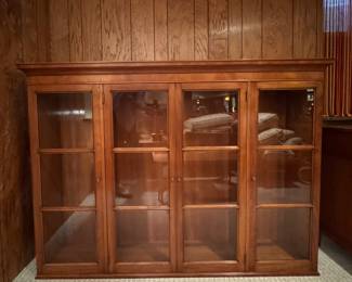Kindel Furniture French Regency-Style Two-Piece Bookcase / China Cabinet. Base Measures 66" W x 19" D x 32" H; Glass-Front Topper Measures 66" W x 13" D x 47" H. Photo 1 of 8.