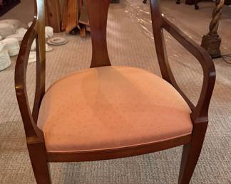 Set of 8 Kindel Furniture Empire-Style Cherry Dining Chairs. 2 Arm Chairs and 6 Side Chairs. Side Chairs Measure 19" W x 19" D with 19" Seat Height; Arm Chairs Measure 21.5" W x 19" D with 19" Seat Height. Photo 1 of 6.