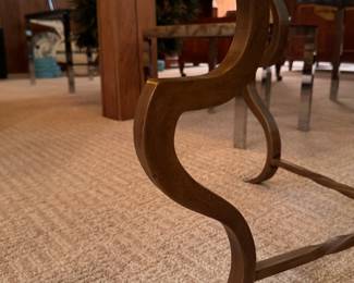 Hollywood Regency Glass & Brass Coffee Table Attributed to Baker Furniture. Measures 40" D x 18" H. Photo 3 of 4.