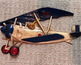 Vintage Cast Metal Bi-Plane Wall Decor.