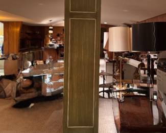 Pair of Mesh Front Bookcases with Adjustable Glass Shelf. Each Measures 37" W x 12" D x 82" H. Photo 5 of 5.