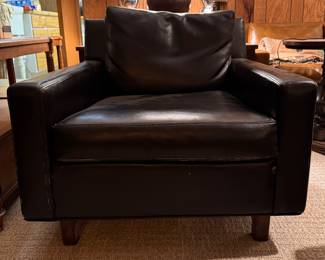 Pair of Thayer Coggin Danish Mid-Century Style Leather Lounge Chairs, Circa 1960s. Each Measures 29" W x 39" D with 15" Seat Height. Photo 1 of 4.