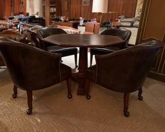Mid-Century Octagon Game Table Attributed to Henredon or Baker Furniture. Measures 41" D x 27" H with 25.5" Clearance. Photo 6 of 6