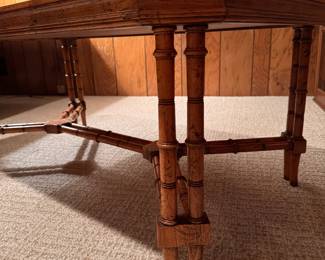 Chinese Chippendale-Style Faux Bamboo Frame Coffee Table. Measures 42" x 24" x 18" H. Photo 5 of 6.