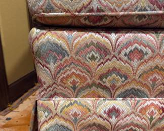 Pair of Baker Furniture Club Chairs Upholstered in Flame Stitch Fabric. Each Measures 28" W x 32" D x 18" Seat Height. Photo 6 of 6.
