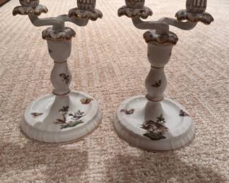Herend Rothschild Bird 2-Arm Candleholders. Photo 1 of 2.