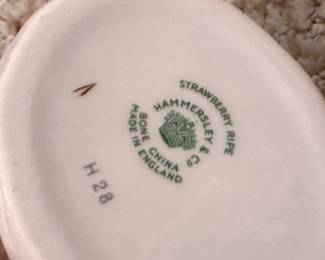 Hammersley & Co. Bone China "Strawberry Ripe," Serving bowl with Handle. Hammersley & Co. Bone China "Strawberry Ripe," Serving Bowl with Creamer & Sugar. Photo 3 of 3