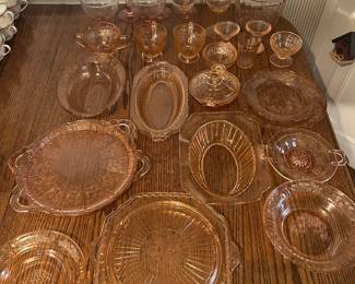 Large Collection of Pink Depression Glass