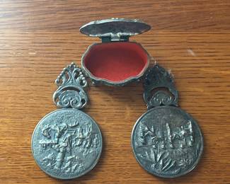 Vintage Silver Plate Hand Held Mirrors and Trinket Box