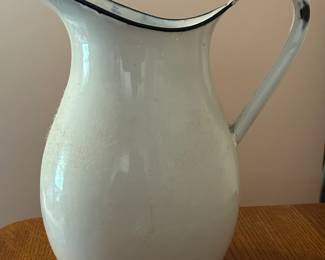 Vintage White Enamel Pitcher