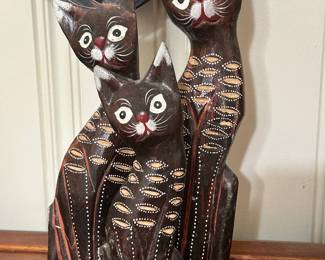 Set of Three Balinese Wood Handicraft Cats