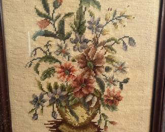 Needlepoint Framed Flowers