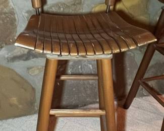Arthur Umanoff Style Slat Back Barstools