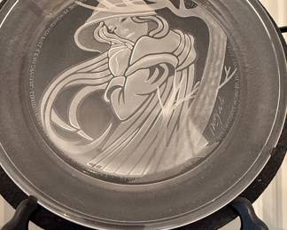 Michael Yates Country Ladies "Angelica" Etched Crystal Plate
