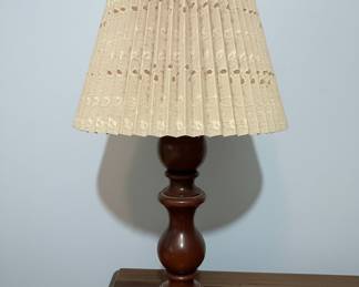 Traditional Turned Wood Table Lamp with Pleated Shade