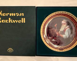 Norman Rockwell Santa in His Workshop Collector Plate