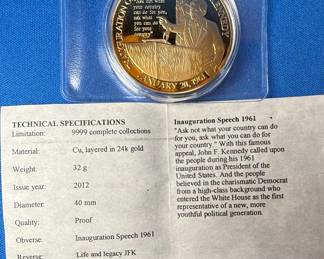 American Mint John F. Kennedy Inauguration Speech 1961 Commemorative Medal