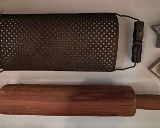 Vintage Kitchen Utensil Set with Grater and Cookie Cutters