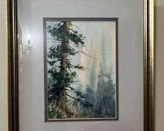 Juniper Bog Watercolor Landscape