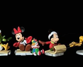 Disney Mickey and Friends Christmas Sledding Ornament Set