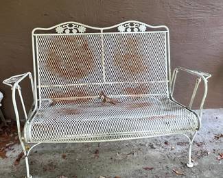 Mid-Century Woodard Style Wrought Iron Garden Settee