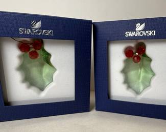 Swarovski Crystal Holly Leaf Ornament