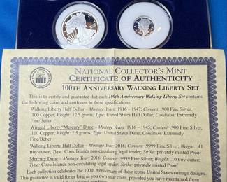 National Collector's Mint 100th Anniversary Walking Liberty Set
