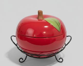 Temp-Tations by Tara Ceramic Apple Casserole Dish with Metal Stand