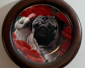 Danbury Mint "Poppy Love" Pug Plate by Simon Mendez