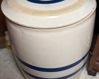 Blue Band Stoneware Water Dispenser Crock