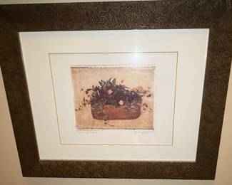 S. Melion Signed 'Roses and Greens' Print