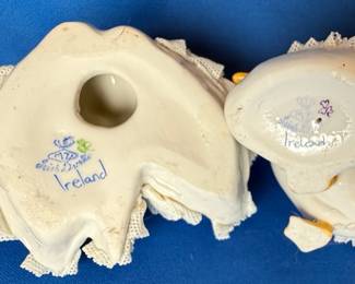 Irish Dresden Porcelain Swan and Goose Figurines