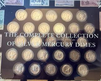 Complete Collection of Silver Mercury Dimes with Stamps