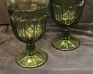 Libbey Duratuff Gibraltar Olive Green Goblets
