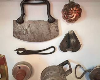 Vintage Kitchen Utensil Collection with Chopper and Sifter