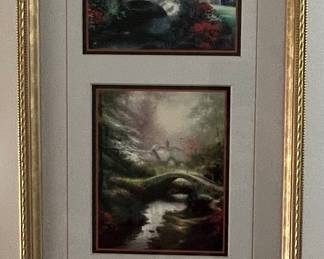 Thomas Kinkade Romantic Bridges Framed Art
