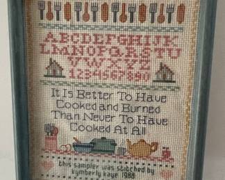 1988 Kitchen Themed Cross-Stitch Sampler