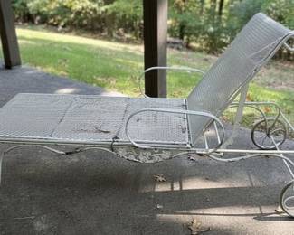 Russell Woodard Style Wrought Iron Chaise Lounge