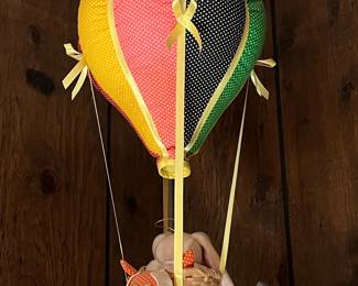 Vintage Hot Air Balloon Nursery Decor with Plush Bunnies