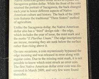 2009 Native American Dollar Missing Edge Lettering Error Coin PCGS MS65