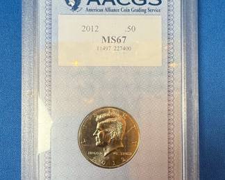 2012 Kennedy Half Dollar MS67 AACGS Slabbed