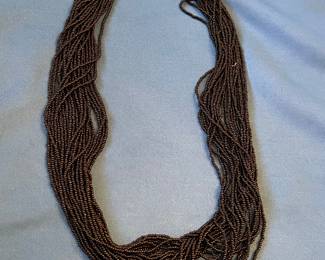 Multi-Strand Bronze Seed Bead Necklace