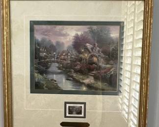 Thomas Kinkade Lamplight Bridge Framed Wall Art