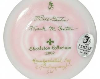 Fenton Charleton Collection Rosalene Hand Painted Beaded Melon Vase
