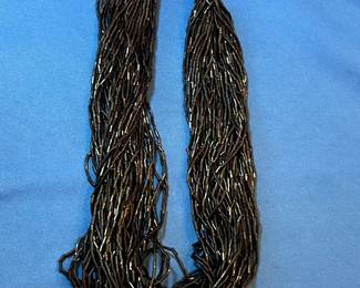 Multi-Strand Black Bugle Bead Necklace