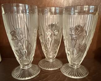 Jeannette Iris and Herringbone Footed Tumblers